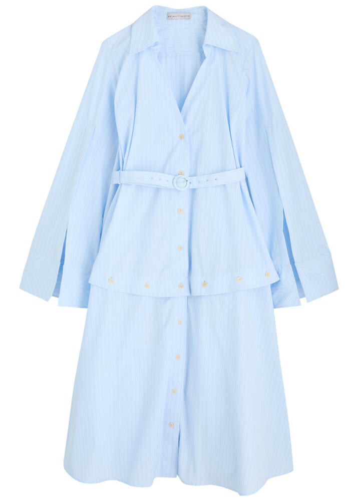 Palmer//harding Spliced Striped Belted Cotton-poplin Shirt Dress - Blue Cover