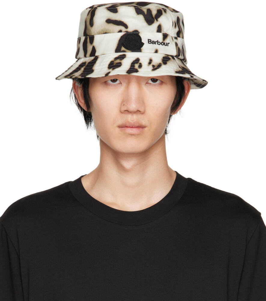 Moncler Genius Beige Barbour Leopard Print Waxed Bucket Hat Cover