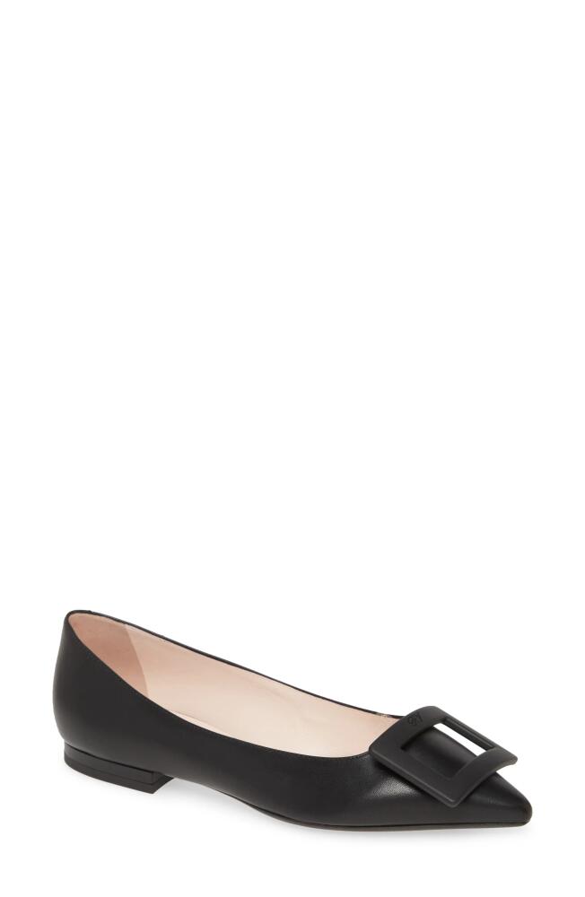 Roger Vivier Gommettine Buckle Pointed Toe Flat in Black Cover