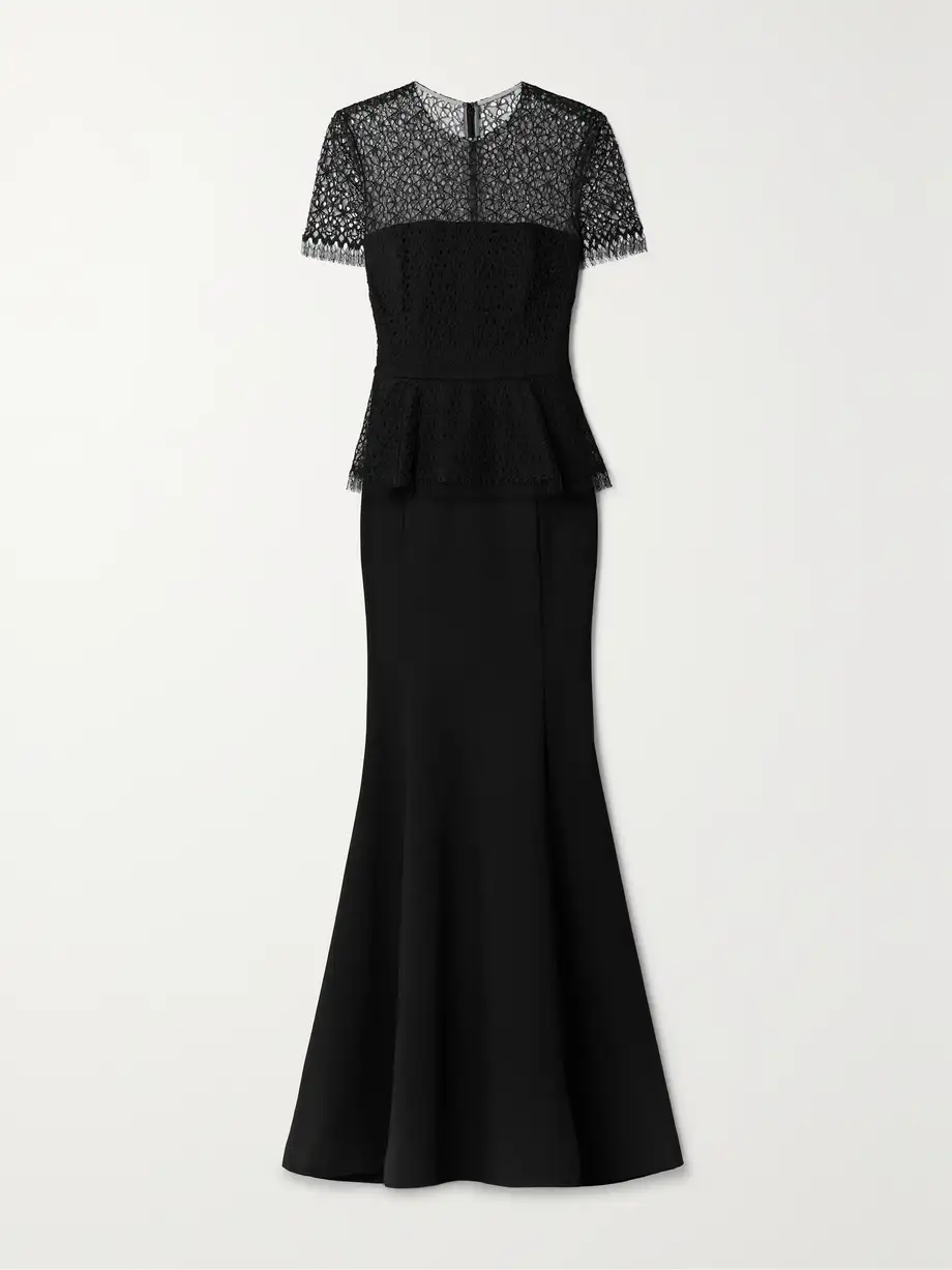 Jason Wu Collection - Cotton-blend Corded Lace And Stretch-ponte Gown - Black Cover