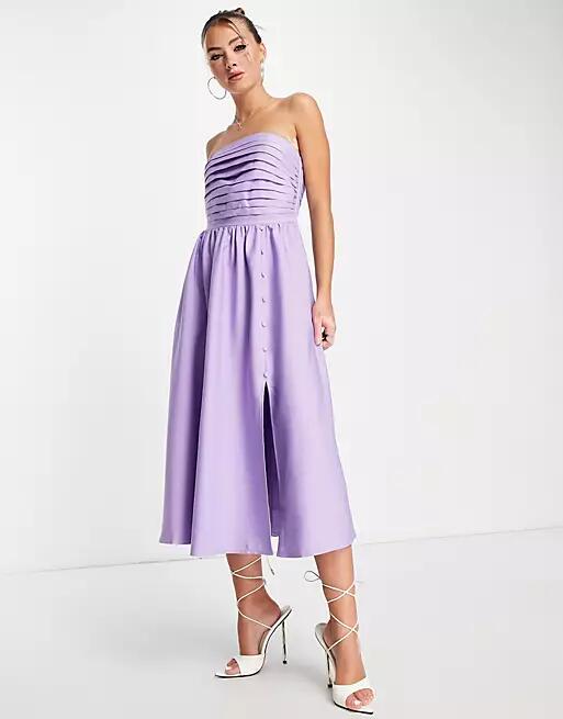 Little Mistress bandeau flare dress in lilac-Purple Cover