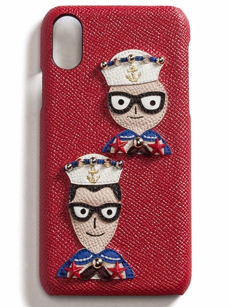 Dolce & Gabbana applique-detail leather iPhone X case - Red Cover