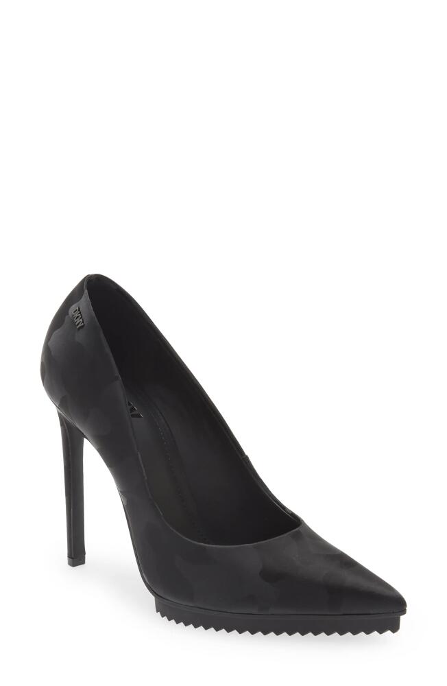 DKNY Carisa Pointed Toe Pump in Black Camo Leather Cover