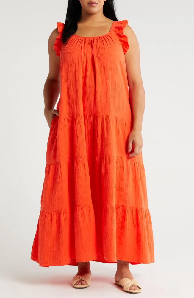 caslon(r) Ruffle Strap Maxi Dress in Red Grenadine Cover