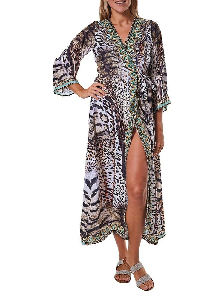 Ranee's Women's Animal Print Wrap Coverup - Brown Cover