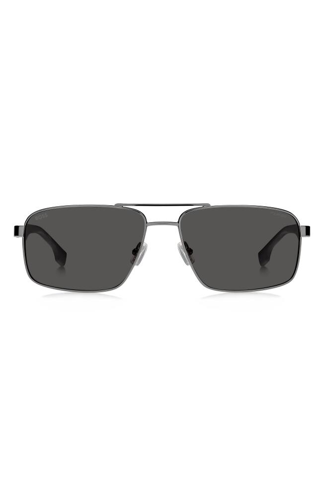 BOSS 59mm Aviator Sunglasses in Dark Ruthenium Black Cover