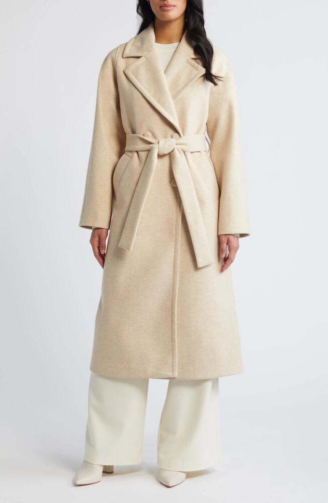 Bernardo Double Breasted Belted Coat in Oatmeal Cover