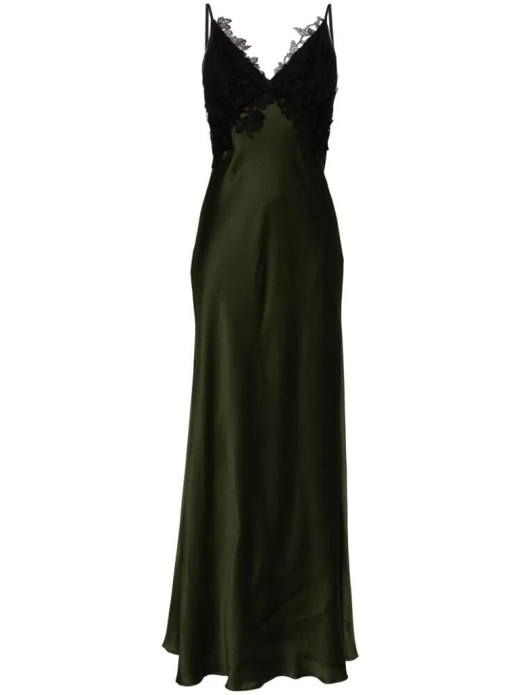 Alberta Ferretti lace-trim maxi dress - Green Cover