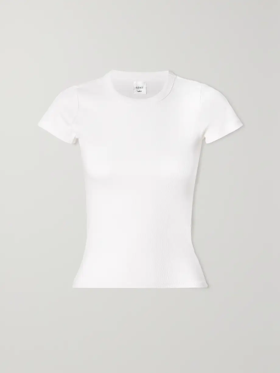 LESET - Kelly Ribbed Stretch-cotton Jersey T-shirt - White Cover