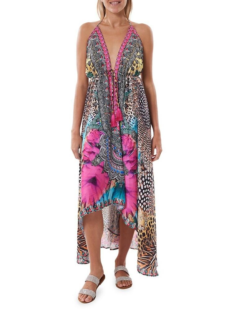 Ranee's Women's Mixed Print Halter Cover Up Dress - Pink Multi Cover