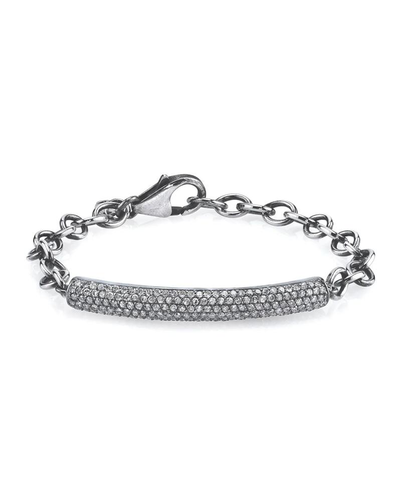 Sheryl Lowe Oxidized Sterling Silver Bracelet with Diamond Bar Station Cover