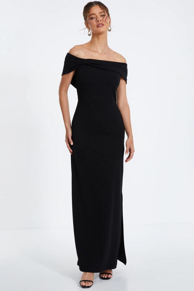 QUIZ Bardot Maxi Dress in Black Cover