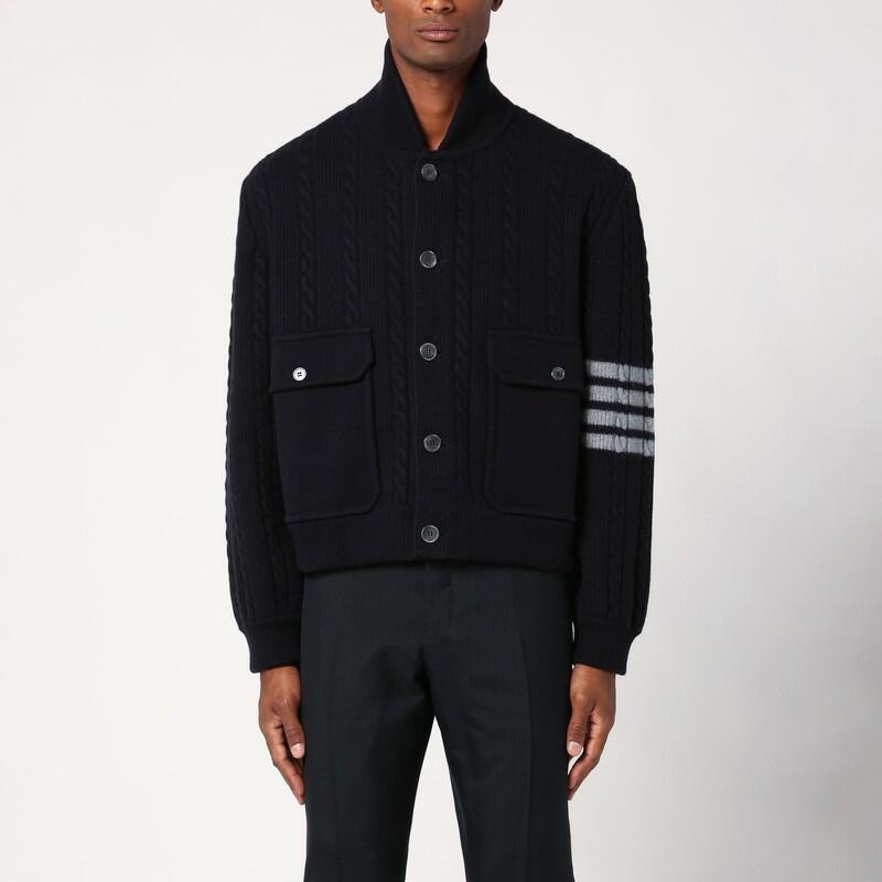 Thom Browne Navy blue cable-knit cardigan Cover