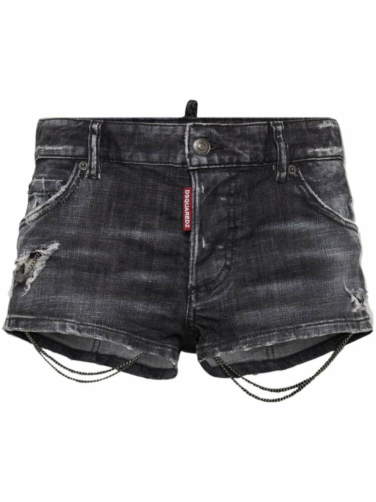 DSQUARED2 chain-detail denim mini shorts - Black Cover