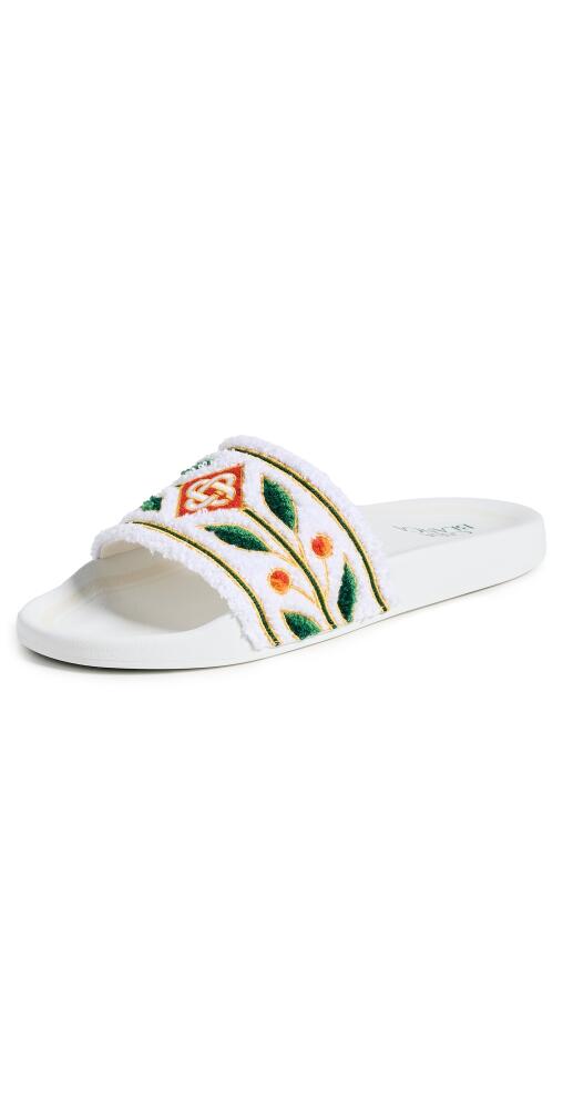 Casablanca Embroidered Terry Slides White Laurel Cover