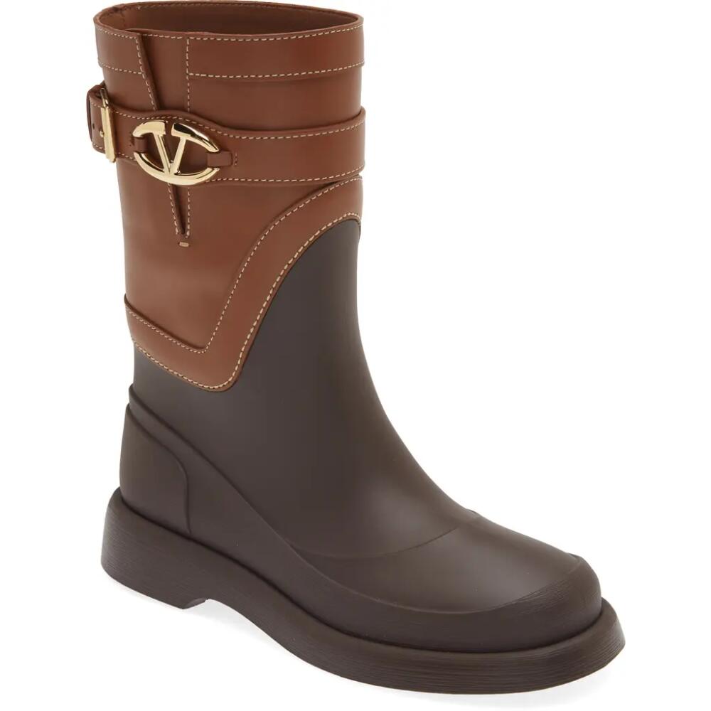 Valentino Garavani VLOGO Bold Short Rain Boot in Tobacco/Fondant Cover