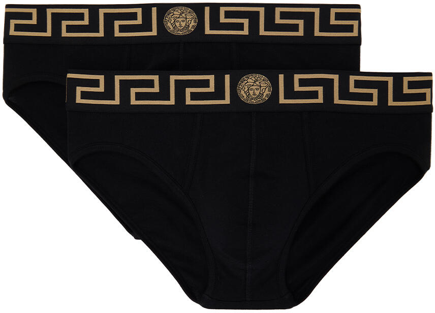 Versace Underwear Two-Pack Black Greca Border Briefs Cover