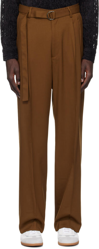 CMMN SWDN Brown Omari Double Pleated Trousers Cover