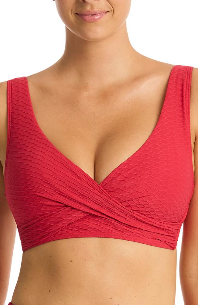 Sea Level Cross Front Multifit Bikini Top in Red Cover