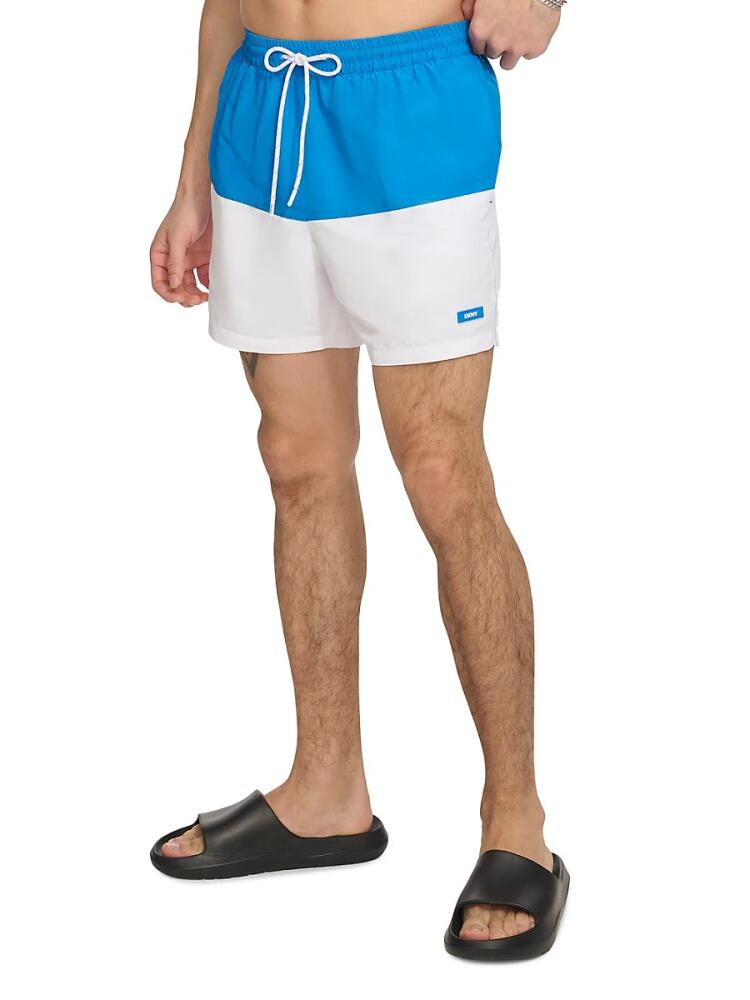 DKNY Men's Colorblock Drawstring Swim Shorts - Blue Cover