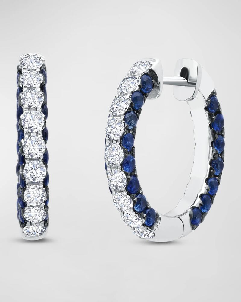 Graziela Gems Blue Sapphire and Diamond 3-Sided Hoop Earrings Cover