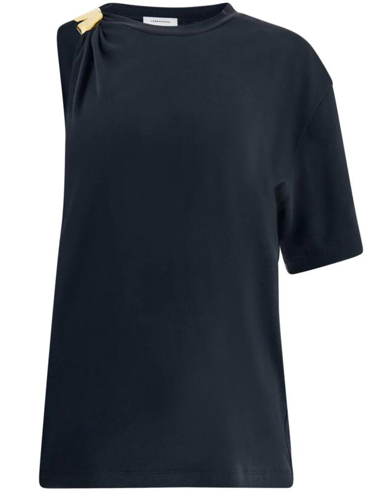 Ferragamo asymmetric clip-embellished T-shirt - Black Cover