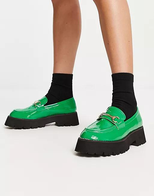 RAID Monster chunky loafers in green patent Cover