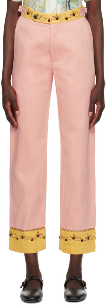 Bode Pink Jeweled Ivy Trousers Cover