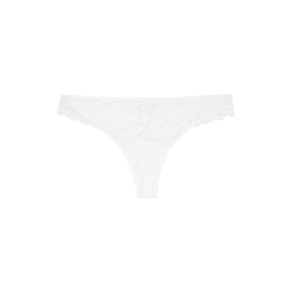 Hanro Moments Lace Thong - White Cover