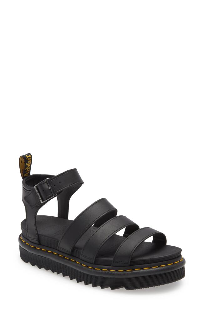 Dr. Martens Blaire Sandal in Black Hydro Leather Cover