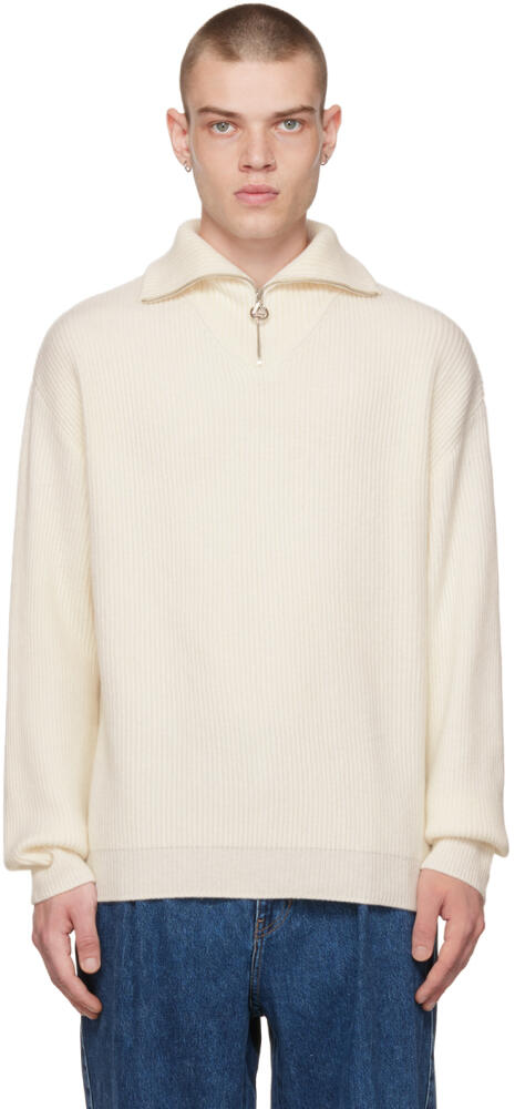 Solid Homme Off-White Half-Zip Sweater Cover