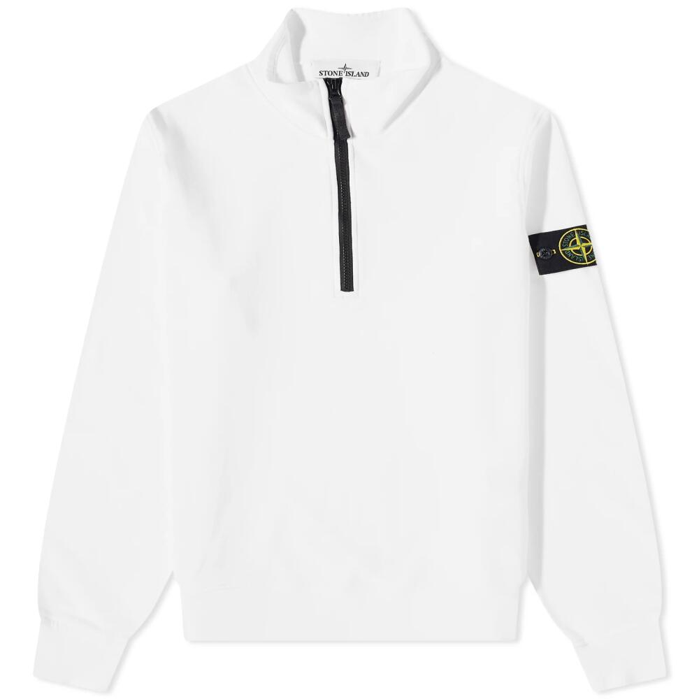 Stone Island Men's Garment Dyed Half Zip Sweat in White Cover