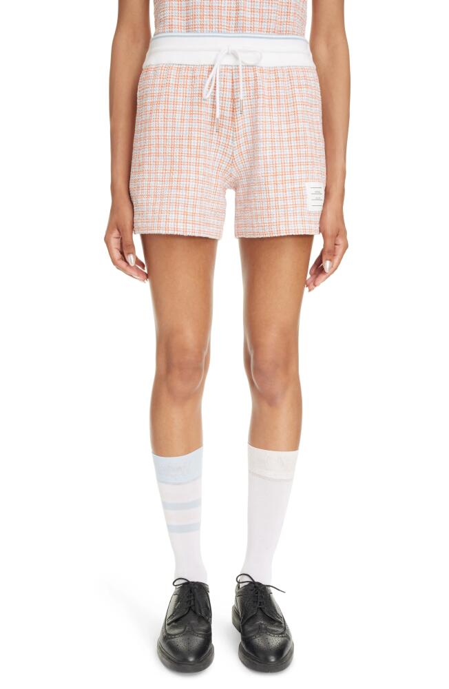 Thom Browne Check Tweed Shorts in Orange Cover