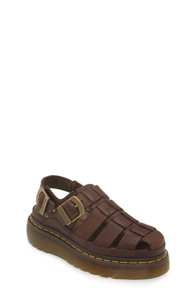 Dr. Martens Wrenlie Fisherman Sandal in Dark Brown Grizzly Cover