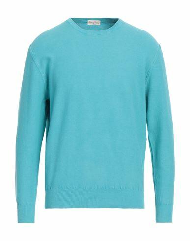 Cashmere Company Man Sweater Turquoise Cotton, Silk Cover