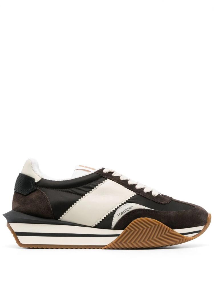 TOM FORD James panelled flatform sneakers - Brown Cover