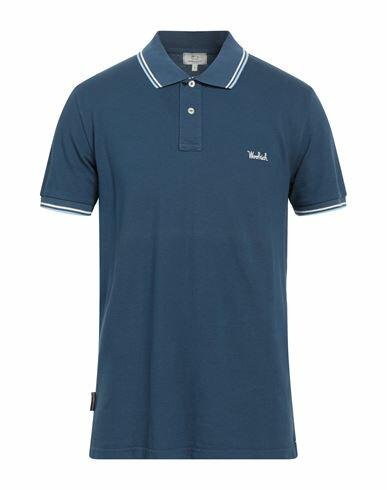 Woolrich Man Polo shirt Slate blue Organic cotton, Elastane Cover