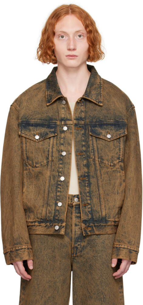 Dries Van Noten Beige Garment-Dyed Denim Jacket Cover