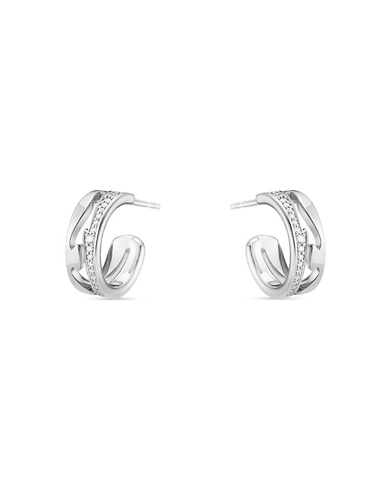 Georg Jensen 18K White Gold Fusion Diamond Small Hoop Earrings Cover