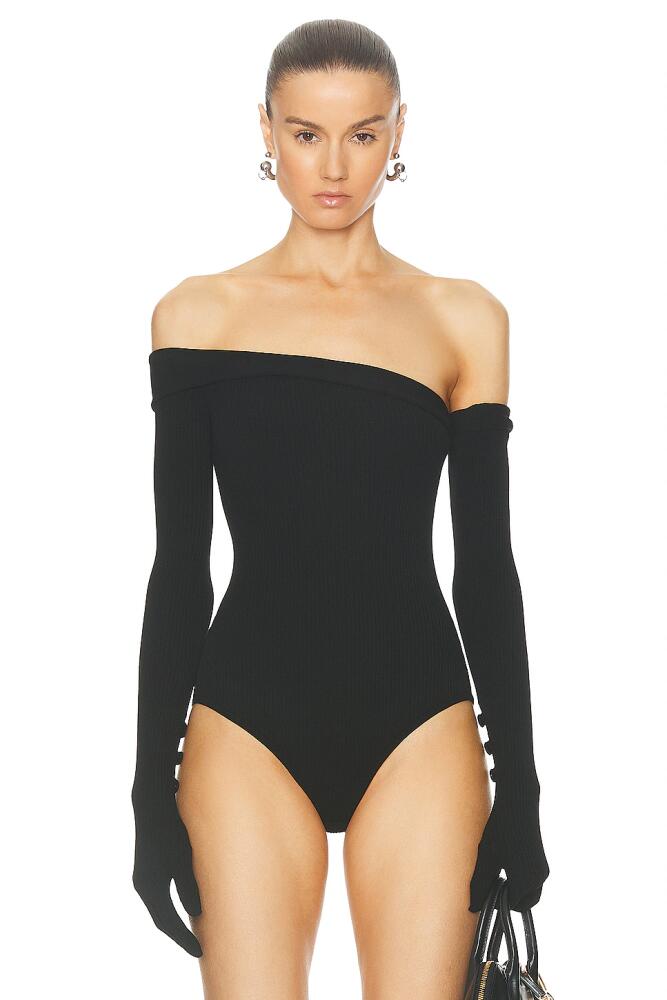 Jean Paul Gaultier Asymmetric Glove Bodysuit in Black Cover