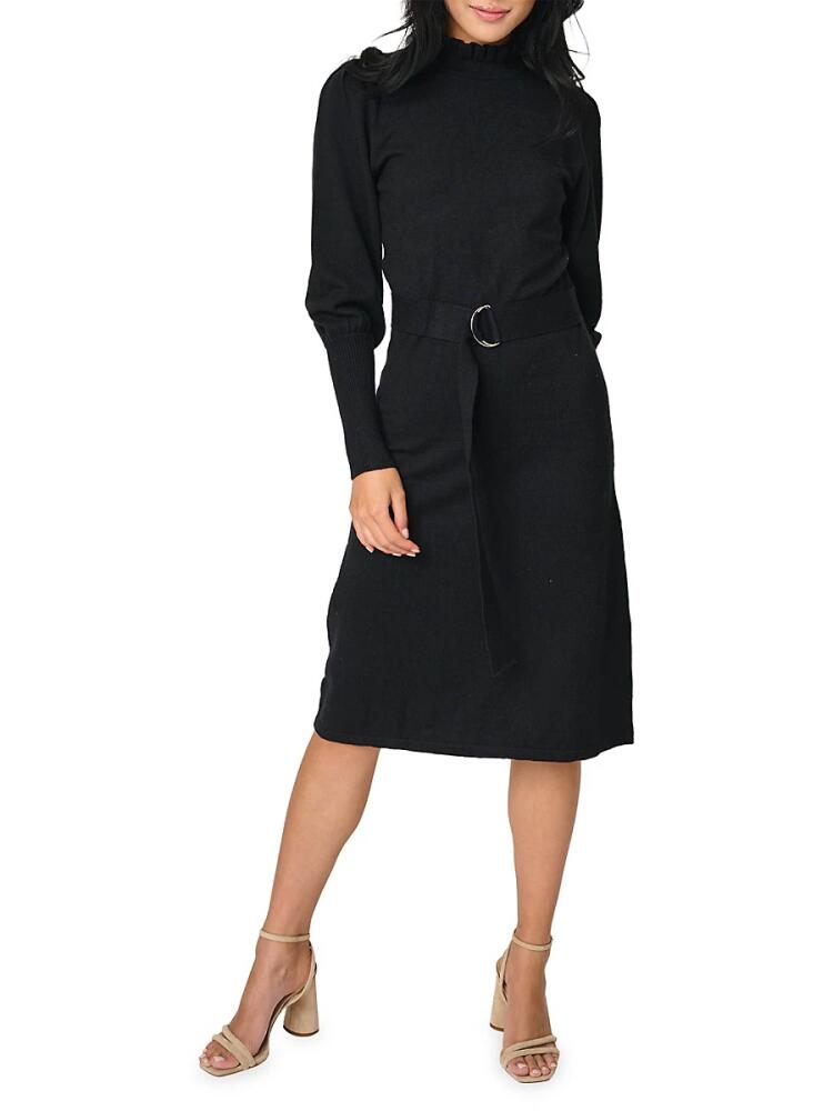 gibsonlook Women's Belted Sweater Dress - Black Cover