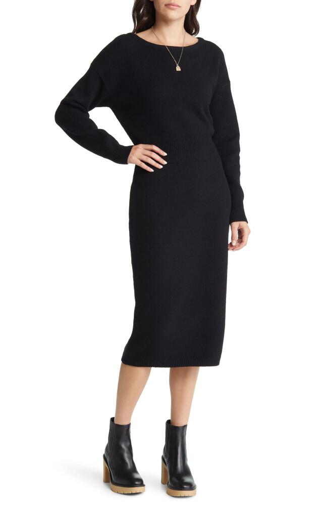 Treasure & Bond Long Sleeve Midi Sweater Dress in Black Cover