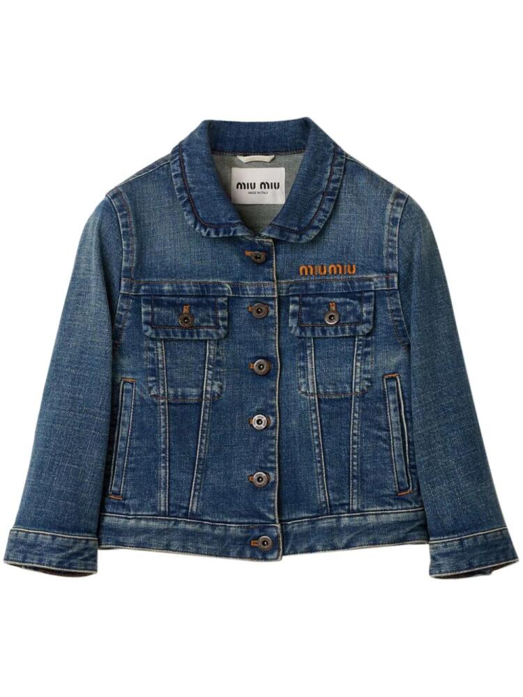 Miu Miu stretch-cotton cropped denim jacket - Blue Cover