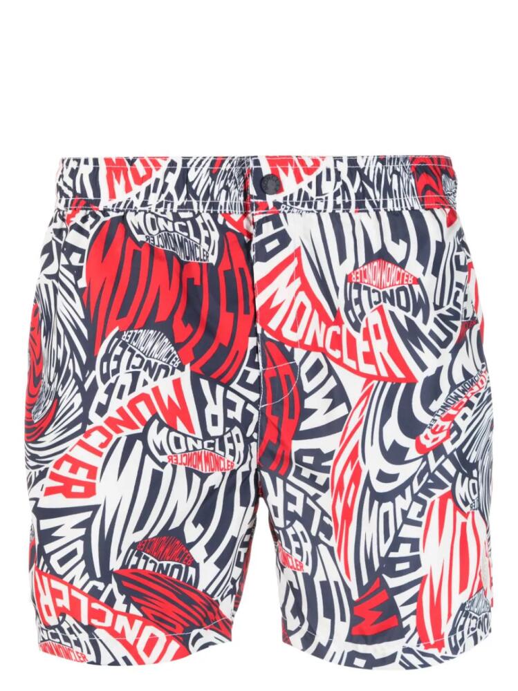 Moncler logo-print swim shorts - Red Cover