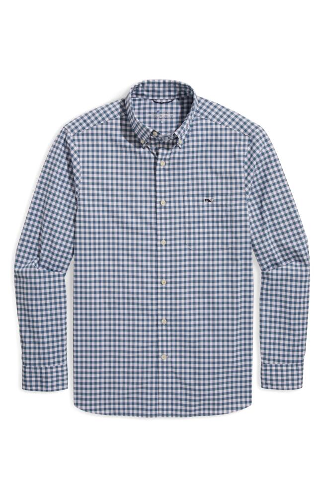 vineyard vines On-The-Go Gingham Button-Down Shirt in Mallrd Blue Plaid Cover