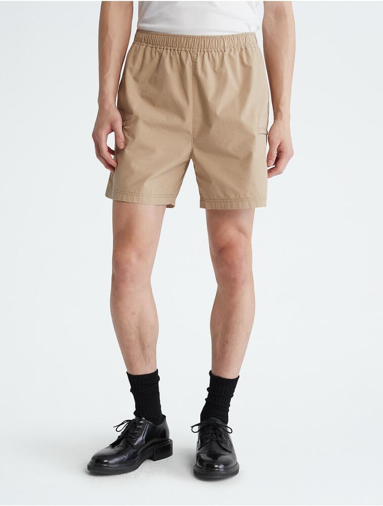 Calvin Klein Men's Khakis Poplin Cotton Pull-On Shorts - Brown Cover