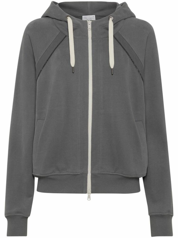 Brunello Cucinelli Monili cotton zip-up hoodie - Grey Cover