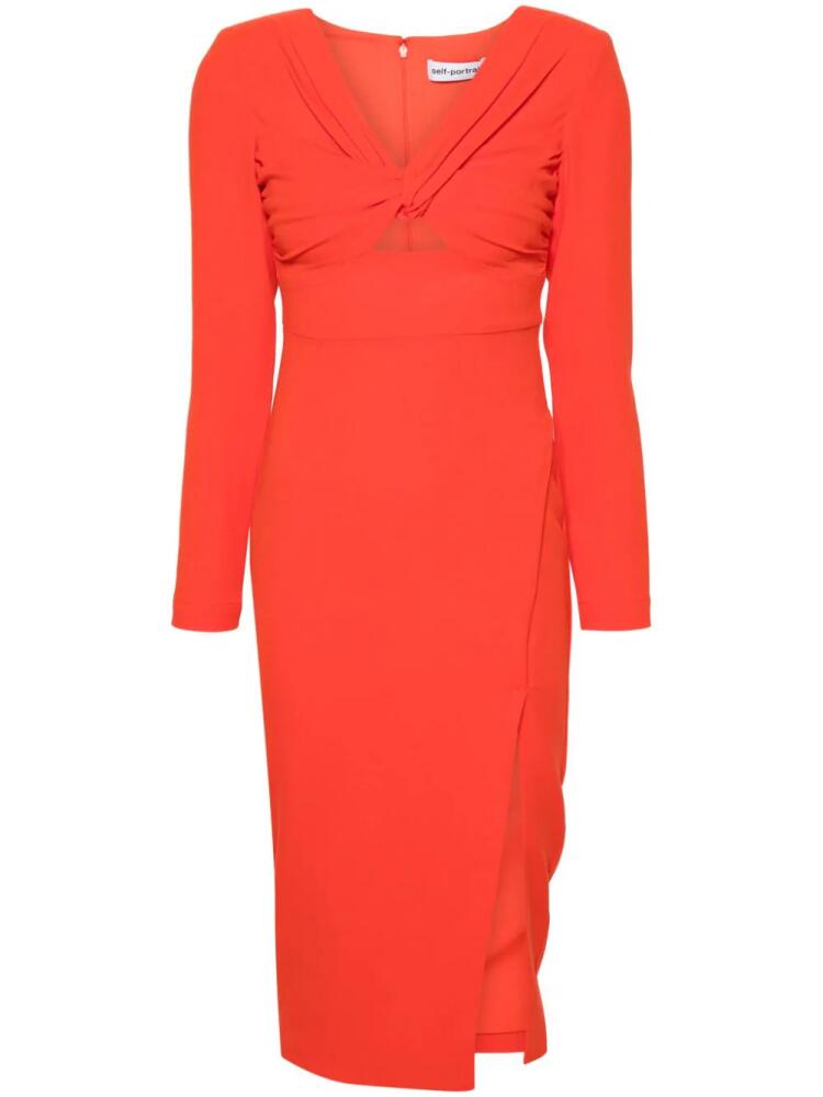 Self-Portrait twist-detail crepe midi dress - Orange Cover