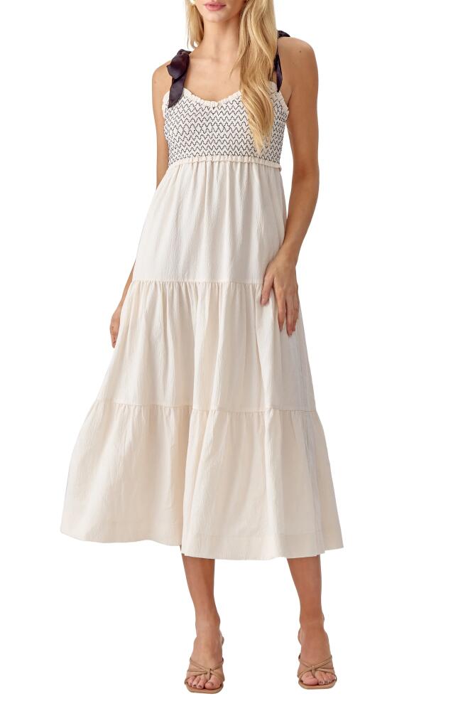 Adelyn Rae Emmeline Smocked Midi Dress in Ivory Cover