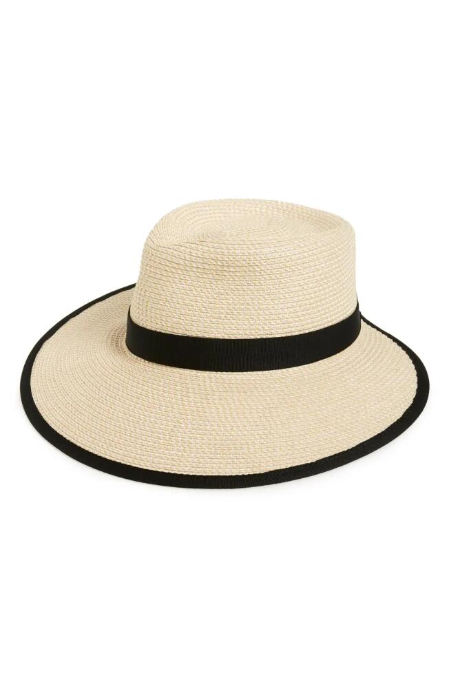 Eric Javits Sun Crest Packable Hybrid Straw Fedora Visor in Cream/Black Cover